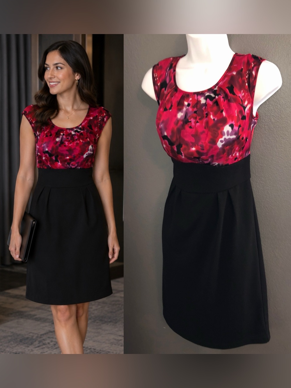 AB Studio Evening Valentines Day Dress Red & Black Women’s Size XS - Small 2